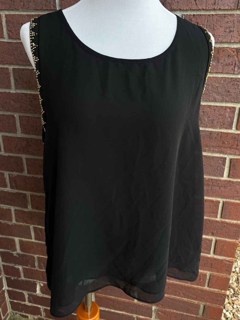 Sleeveless Black Beaded-Trim Women's Camisole